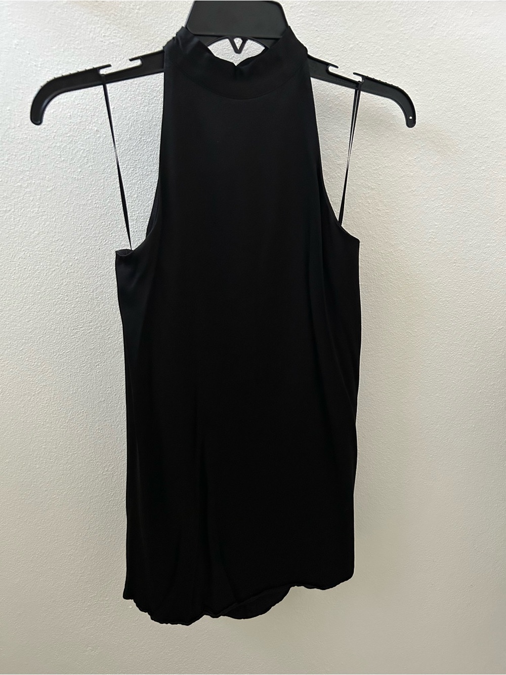 Zara Satin Black High-Neck Mini Dress